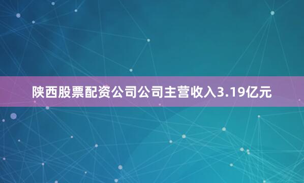 陕西股票配资公司公司主营收入3.19亿元